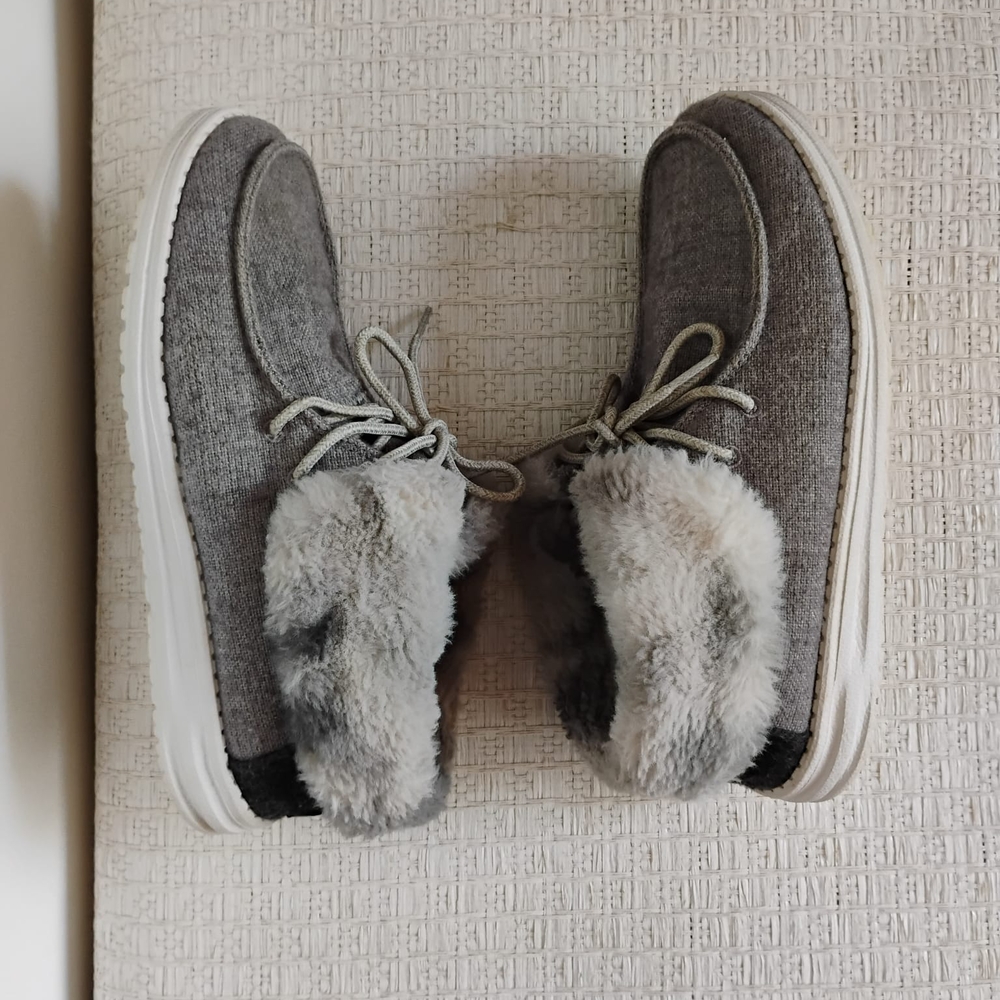 HEY DUDE Gray Fur-Lined Ankle Boots